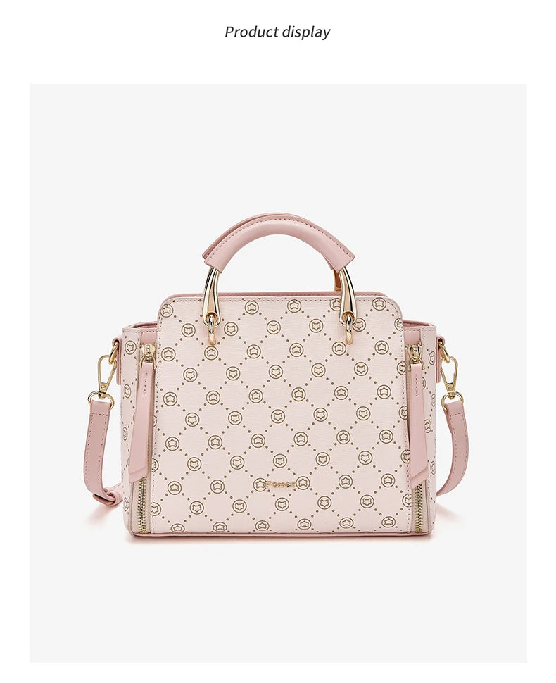 FOXER Vintage Leather Women Handbag Classic Top‑Handle Tote Bag PVC Leather Large Capacity Shoulder Bag Ladies Crossbody Purse