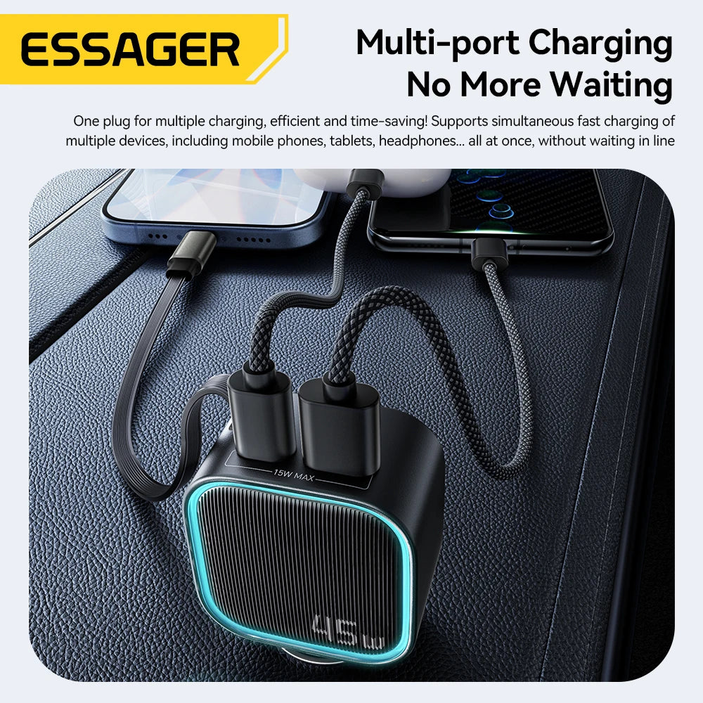 Essager 45W Car Charger – Fast, Multi-Device Charging On The Go