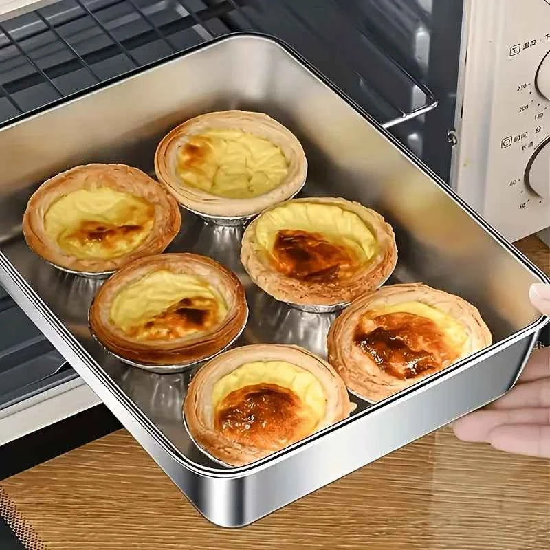 1-Piece Stainless Steel Baking Food Storage Box, Stackable Rectangle Container for Cookies Bread Cakes Meal Prep
