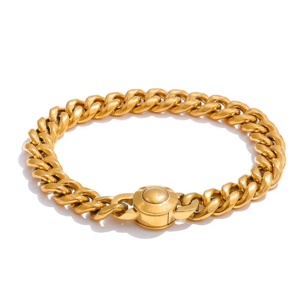Hand Polished Stainless Steel Cuban Link Thick Bracelet - ShopHub