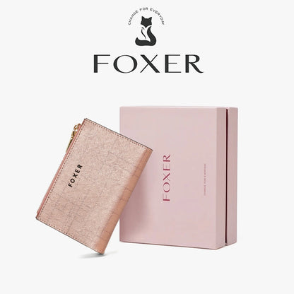 FOXER Women's Short Wallet – Premium Split Leather Design