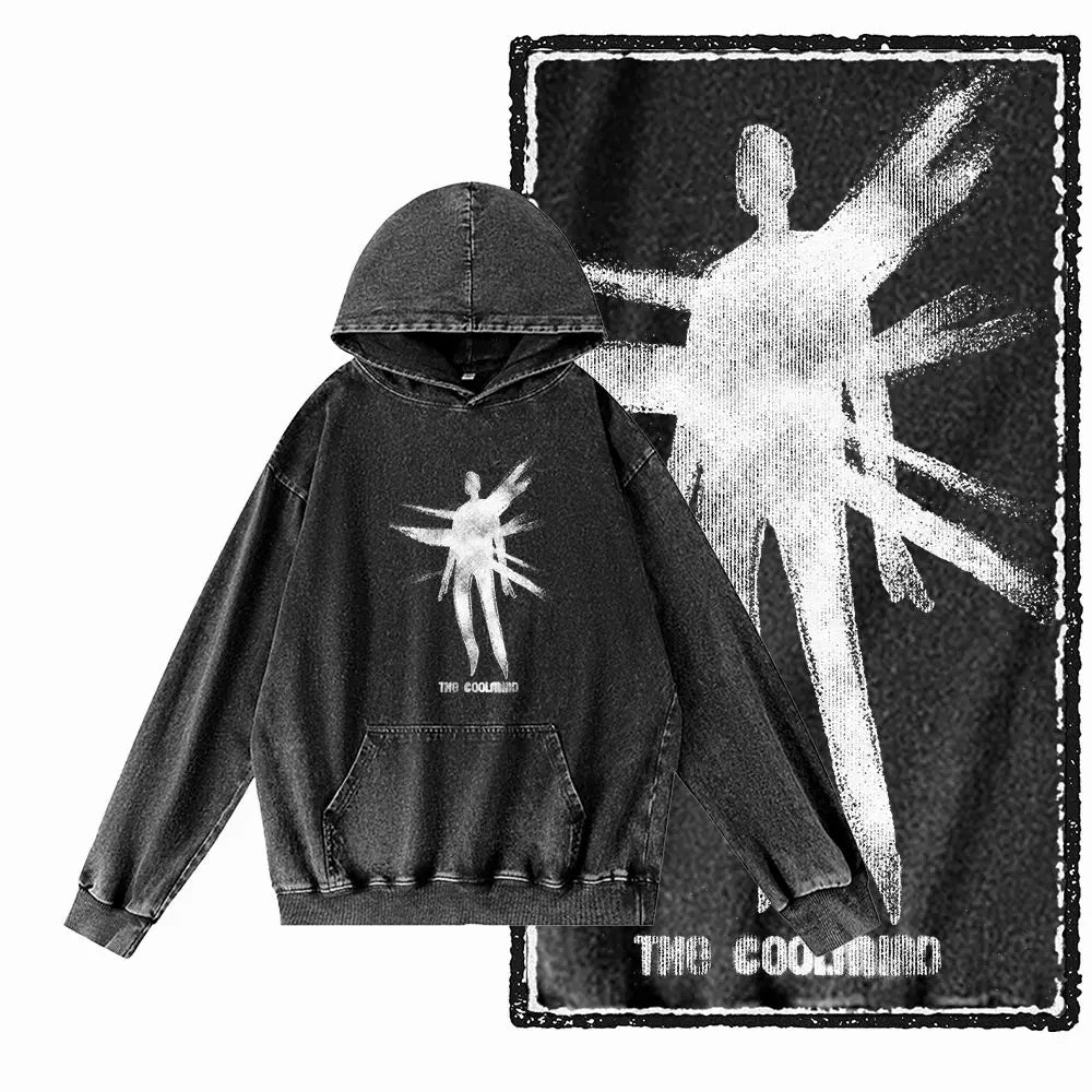 COOLMIND G14 Acid-Washed Black Printed Hoodie