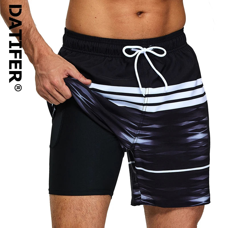 Men's polyester boardshorts with side zipper pocket, long lining, suitable for gym or swim, by ShopHub NZ.