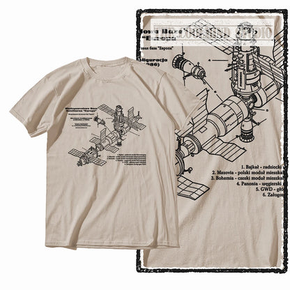 COOLMIND Z1149 Space Station Graphic Cotton Tee