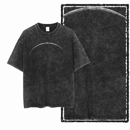 G44 Exclusive 100% Cotton Men's Big Size Space Graphic T-shirt | Acid Washed Streetwear Cool O-neck Men's Tee Tshirt