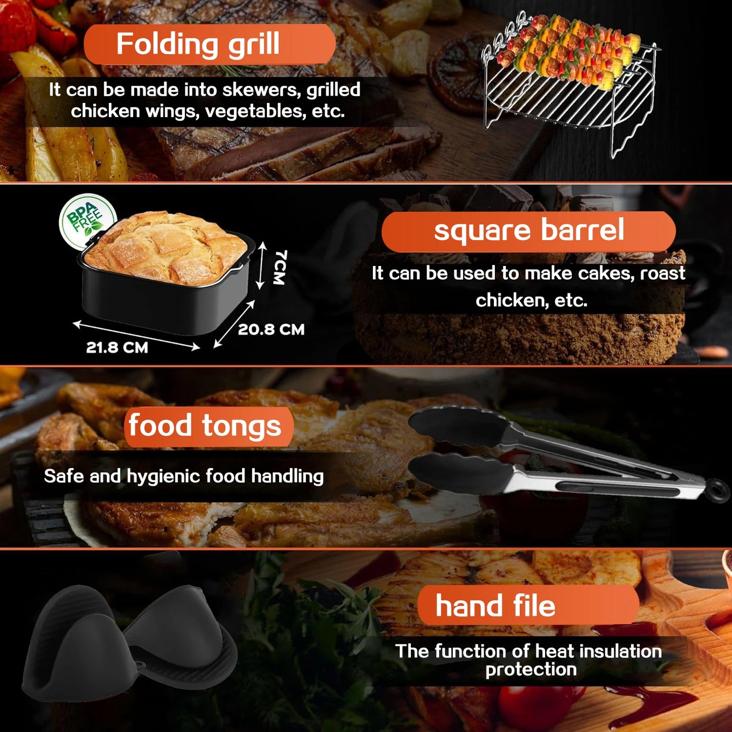 Air Fryer Accessories For Cosori 5.5L, Cecotec 6L, 6.5L, Ninja 6.2L