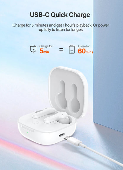QCY T13 Wireless Earphones with 4 Mic ENC, HD Call, Stereo Sound, Touch Control, Long Standby 40Hrs - ShopHub