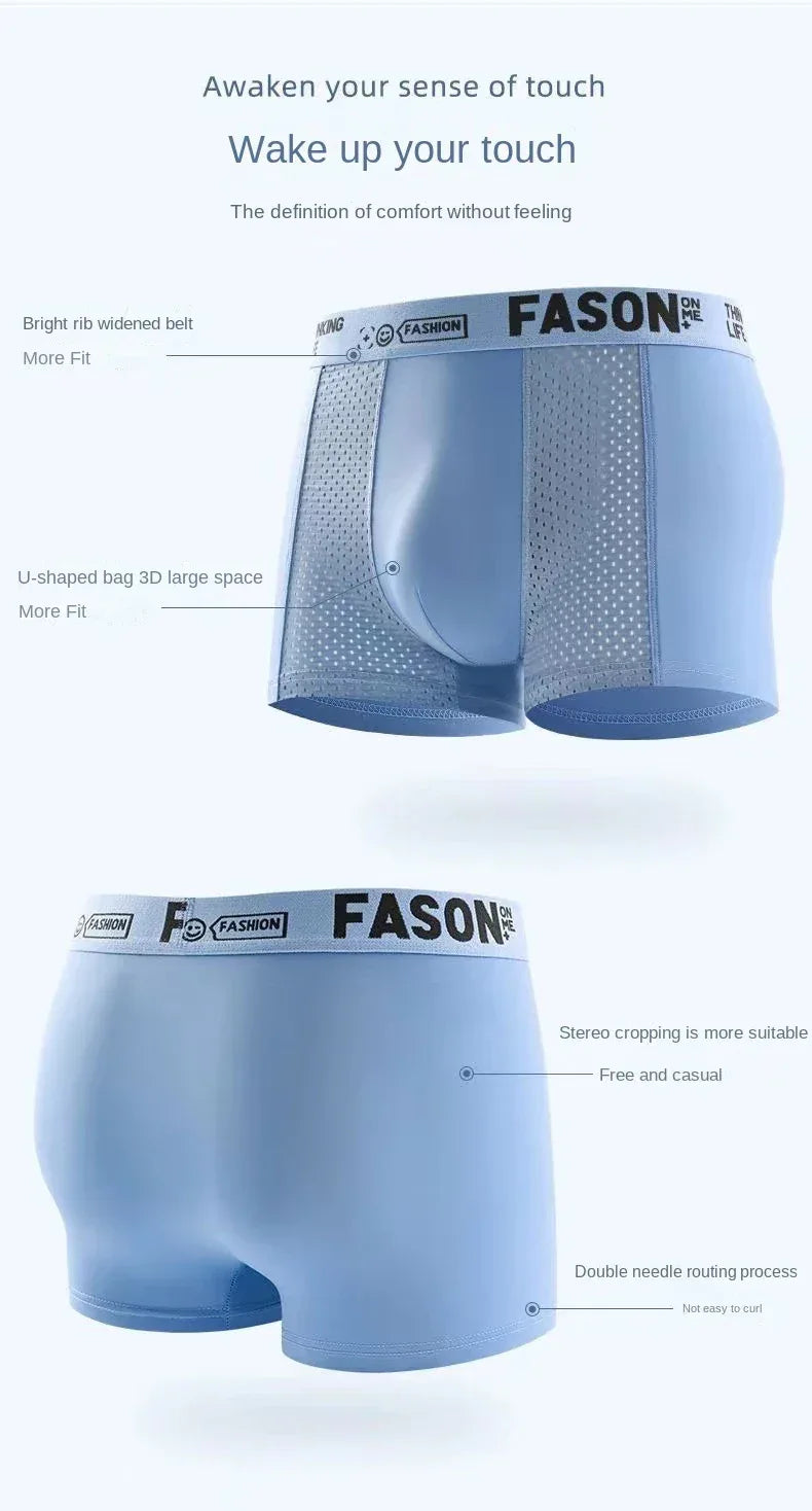 Men's 4 Pack Mesh Ice Silk Boxer Shorts - ShopHub