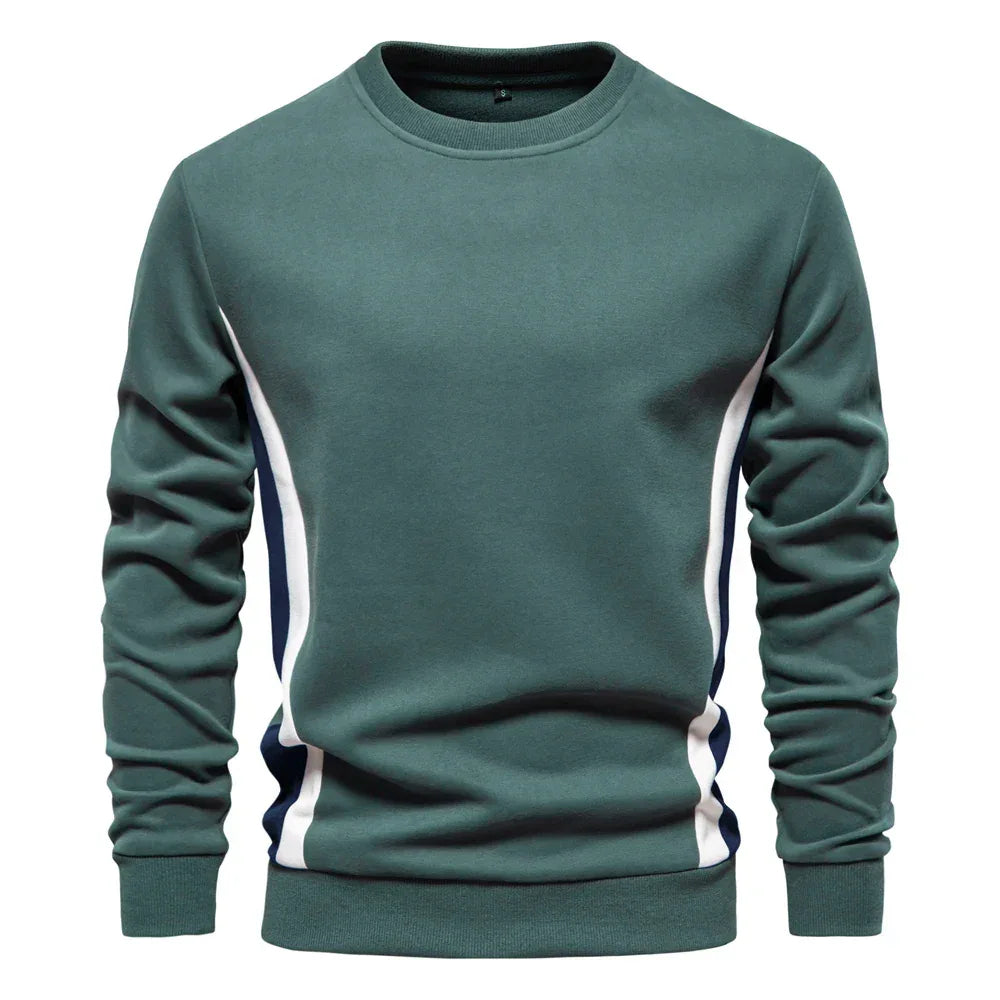 AIOPESON Patchwork Cotton-Blend Crew Neck Sweatshirts - ShopHub