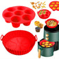 7-Cavity Silicone Air Fryer Set - 2PC Nonstick Cake Mold & Basket Fit 0.92-1.53L