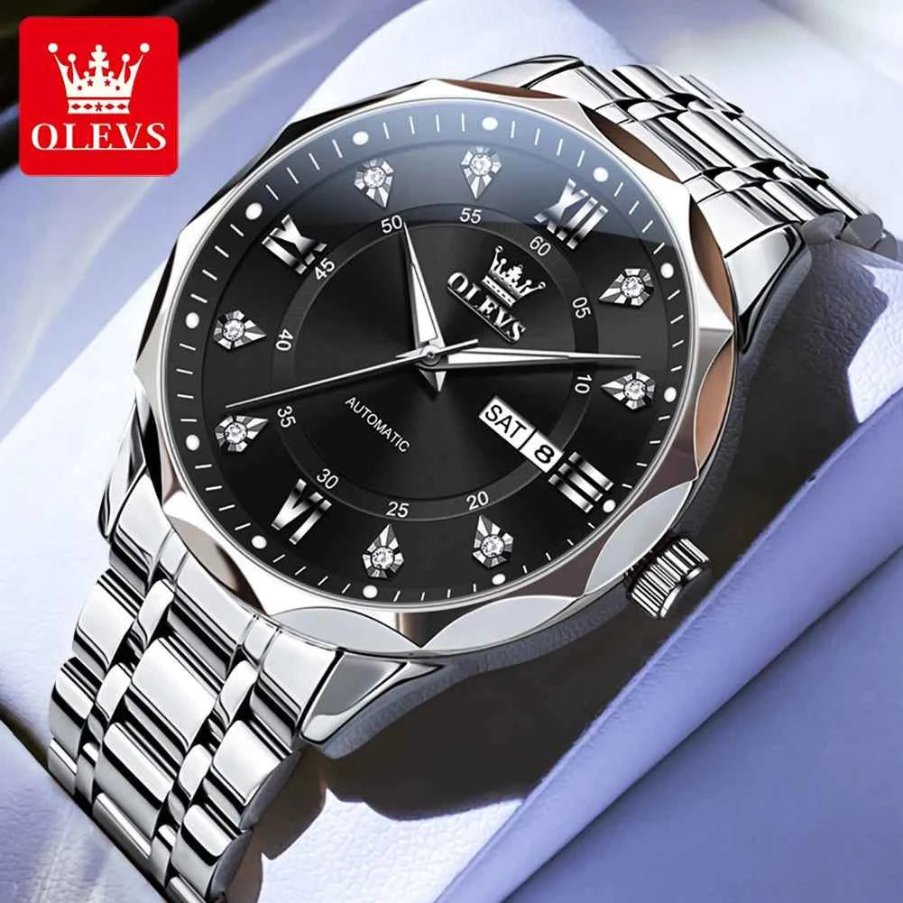 OLEVS 6727 Automatic Mechanical Watch for Men & Women - Waterproof Luminous Calendar Wristwatch with Gift Box