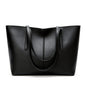 FOXER Split Leather Shoulder Bag for Women Simple Large Capacity Tote Lady Classic Black Handbag Gift for Wife, Lover