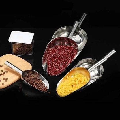 3PC Stainless Steel Scoop Set | Heavy Duty Ice Shovel for Pet Food & Grains | Multi-Use Commercial Kitchen Tool Rustproof