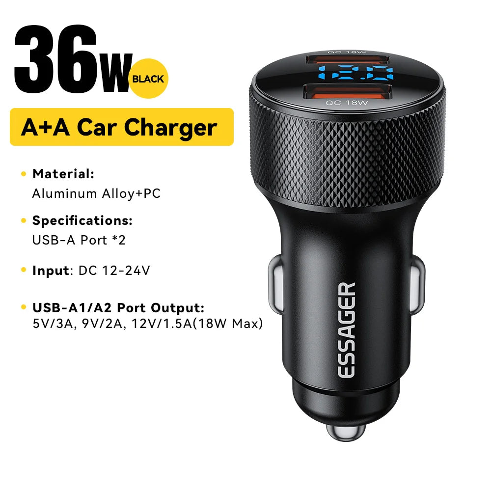 Essager Dual-port 45W USB-C car charger