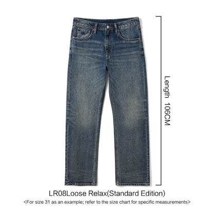 SIMWOOD High Standard 2026 Spring New 13oz Cotton Hemp Washed Vintage Jeans for Men,Classic Retro Casual Denim Trousers