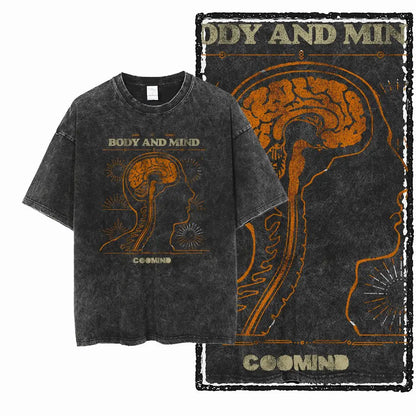 G22 Exclusive Vintage Streetwear Cotton Men's COOLMIND Graphic T-shirt | Acid Washed Big Size Cool O-neck Men's Tee Tshirt