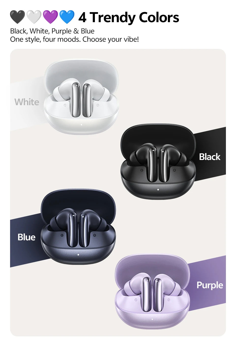QCY MeloBuds N20 Earphones - Wireless Bluetooth 6.0 with 13mm Drivers and 50dB Adaptive Hybrid Noise Cancelling, 40Hrs Battery Life - ShopHub