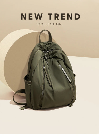 FOXER Simple Solid Color Backpack Women Backpack Waterproof Cotton Fabric Laptop School Bag Fashion Teenage Girl Travel Book Bag