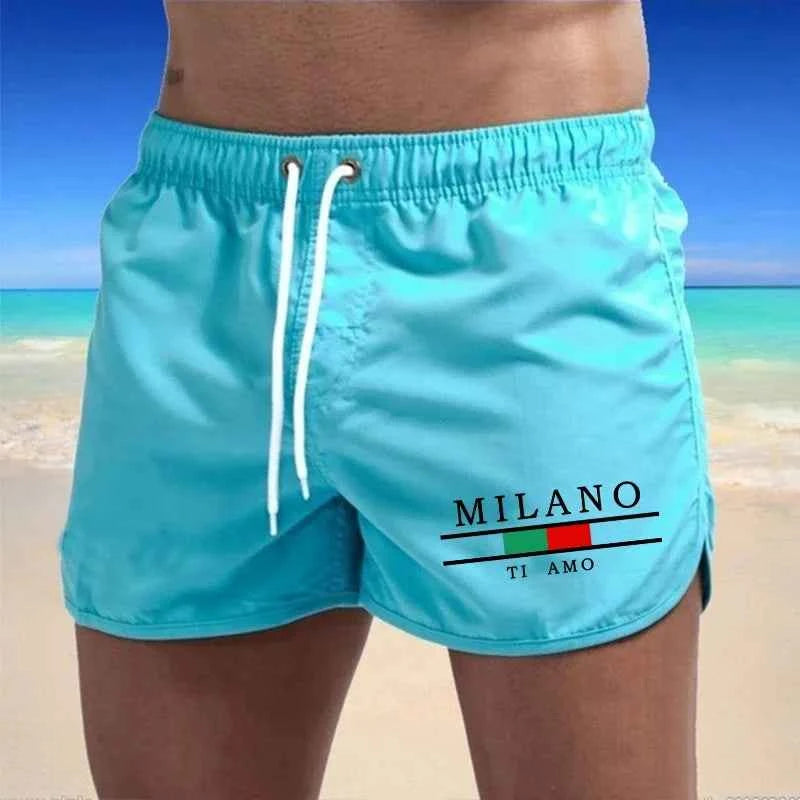 Men's Beach Trunks Summer Swim Gym Pants Quick Drying Swimming Homme Surf Ventilate Drawstring Fashion Casual Shorts 2026
