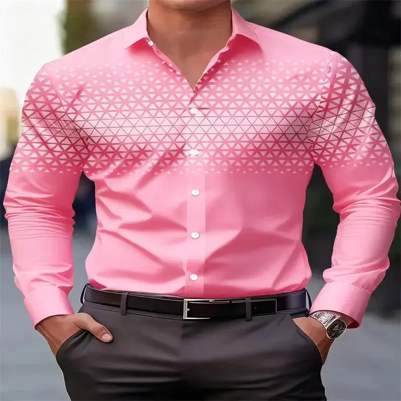 Men's Stylish Casual Red 3D Printing Shirts - ShopHub
