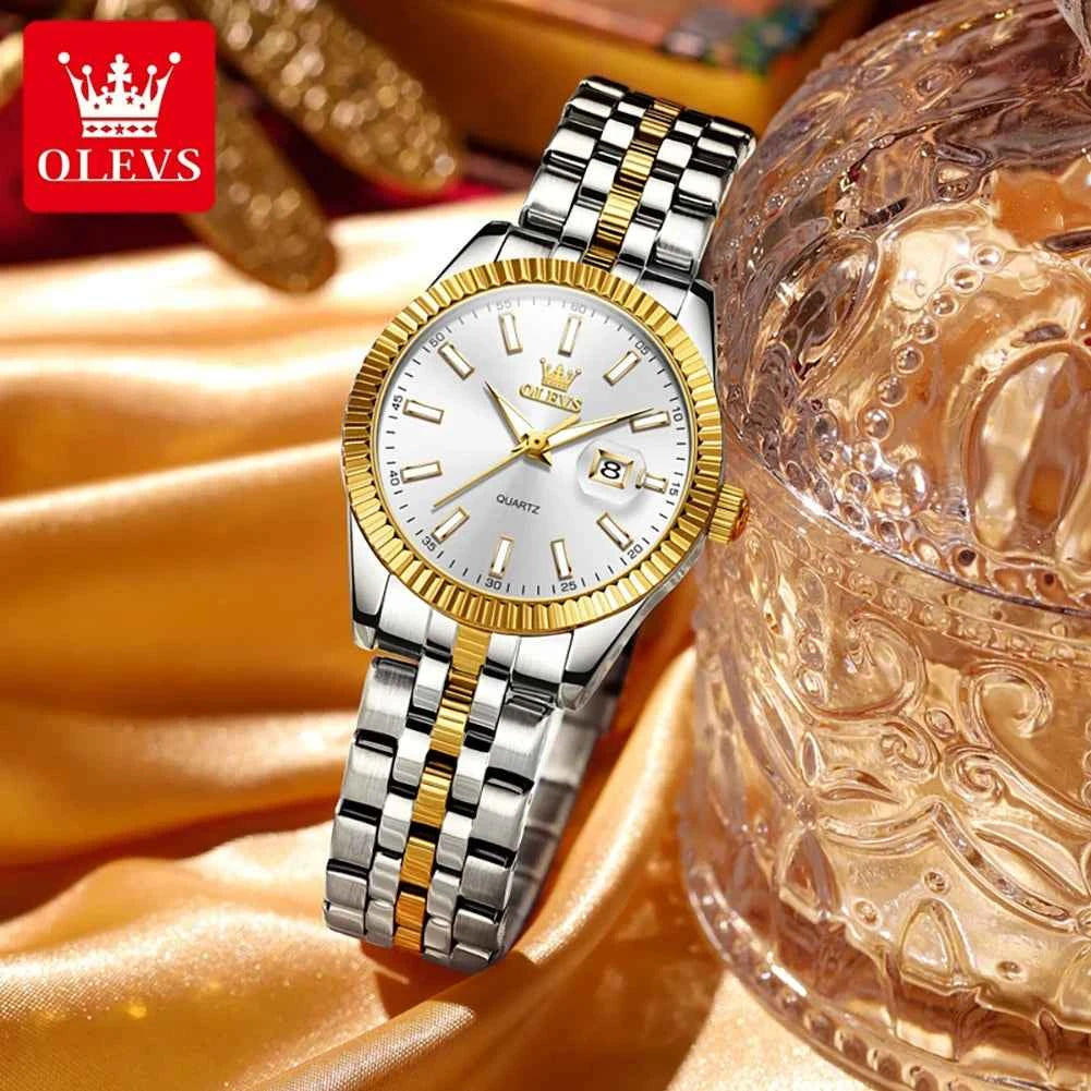 OLEVS 5593 Waterproof Watch Unisex Fashion Quartz Wristwatch with Luminous Features and Date Calendar Design