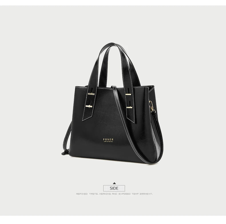 High Quality Women Split Leather Handbag Fashion Workplace Big Capacity Tote Bag Commuter Crossbody Shoulder Bags Mother's Gift