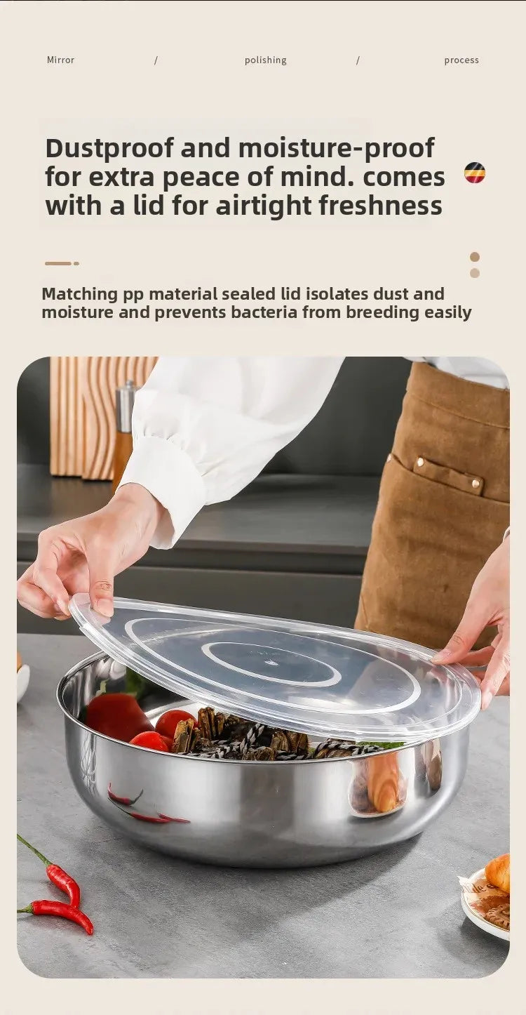 Large Stainless Steel Mixing Bowls - Rust Resistant Kitchen Utensils for Dough, Pasta, Vegetables, and Soups