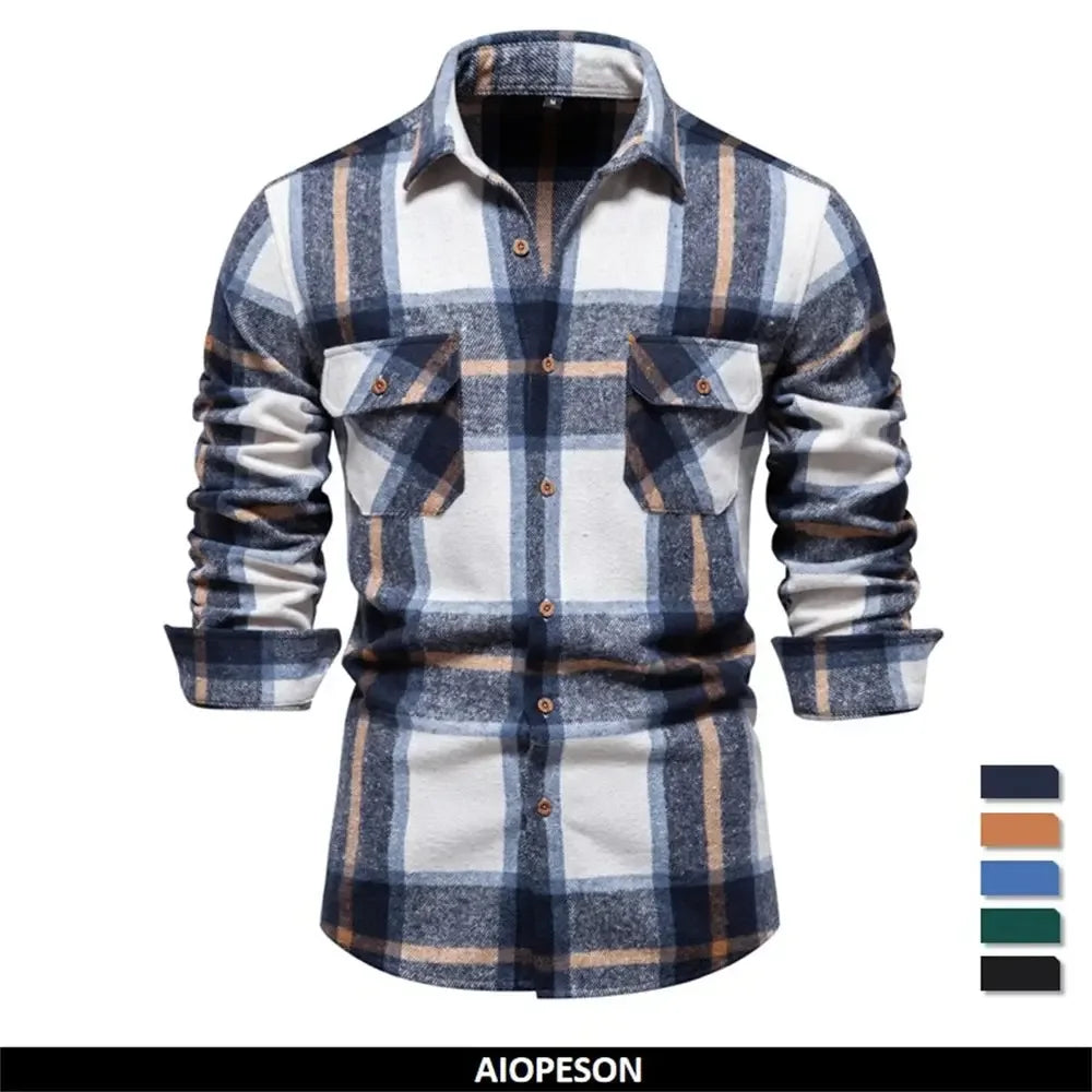 AIOPESON Thicken Plaid Shirts - ShopHub