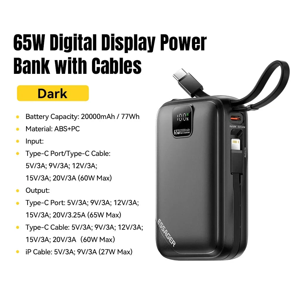 Essager 65W 20000mAh Power Bank - ShopHub