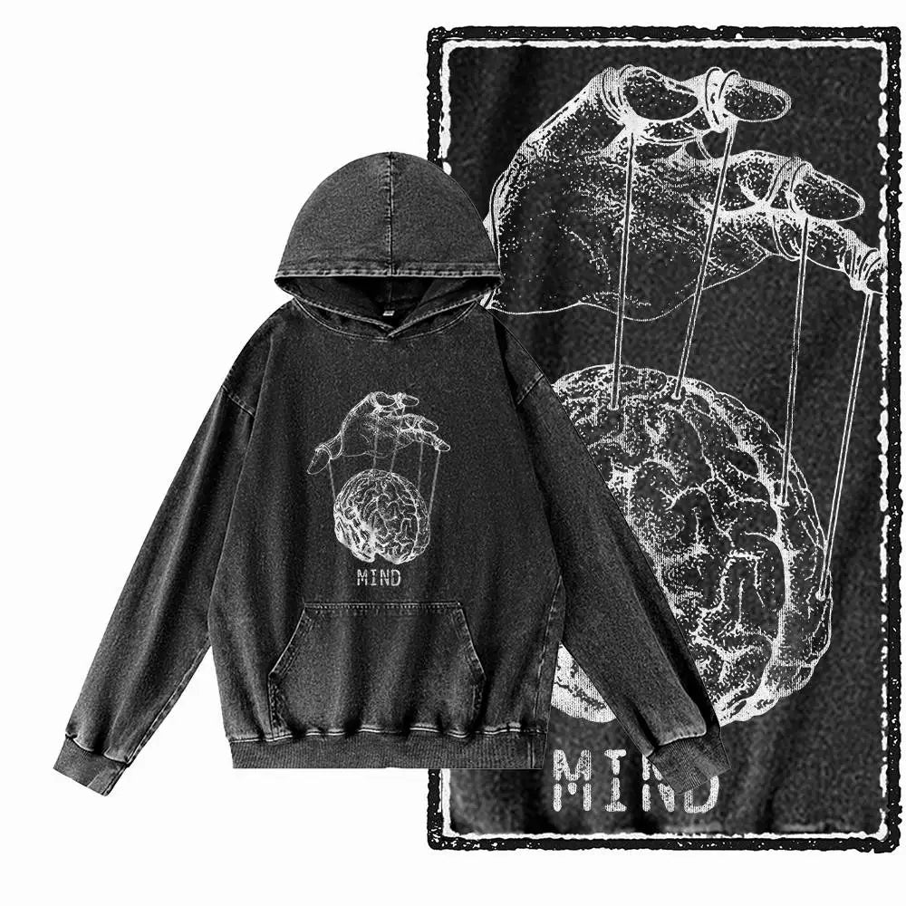 After Dark Acid-Washed Black Graphic Hoodie
