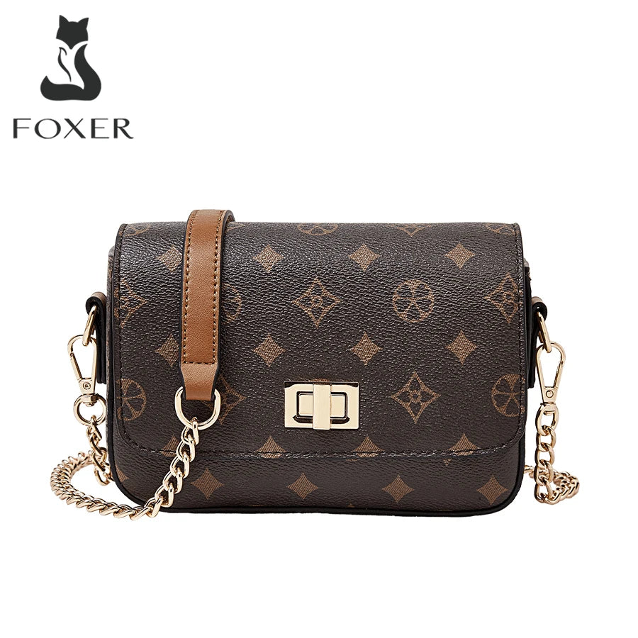 FOXER Vintage Monogram Chain Crossbody Bag