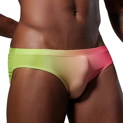 SEOBEAN Men's Trendy Triangle Underpants Sexy Tight Cartoon Style Gradient U Convex Pouch Tight Fit Pants