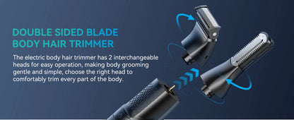 KENSEN S15 Electric Trimmer - Dual-sided Blade IPX6 Waterproof Body Hair Razor & Beard Trimmer 2 in 1 for Men
