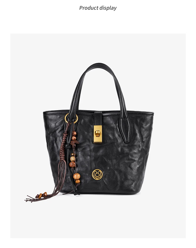 FOXER Vintage Wrinkle Leather Tote Bag