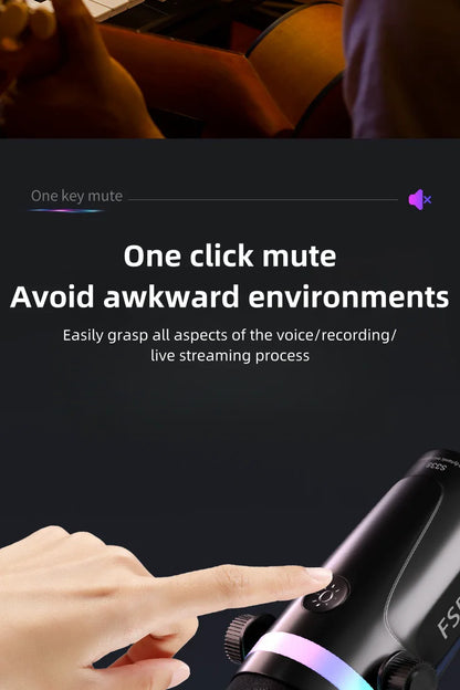 Bluedio S3000 Microphone - USB/XLR Dynamic Mic for Gaming, Streaming, and PS5/4 with Headphone Jack, RGB, and Mute Function