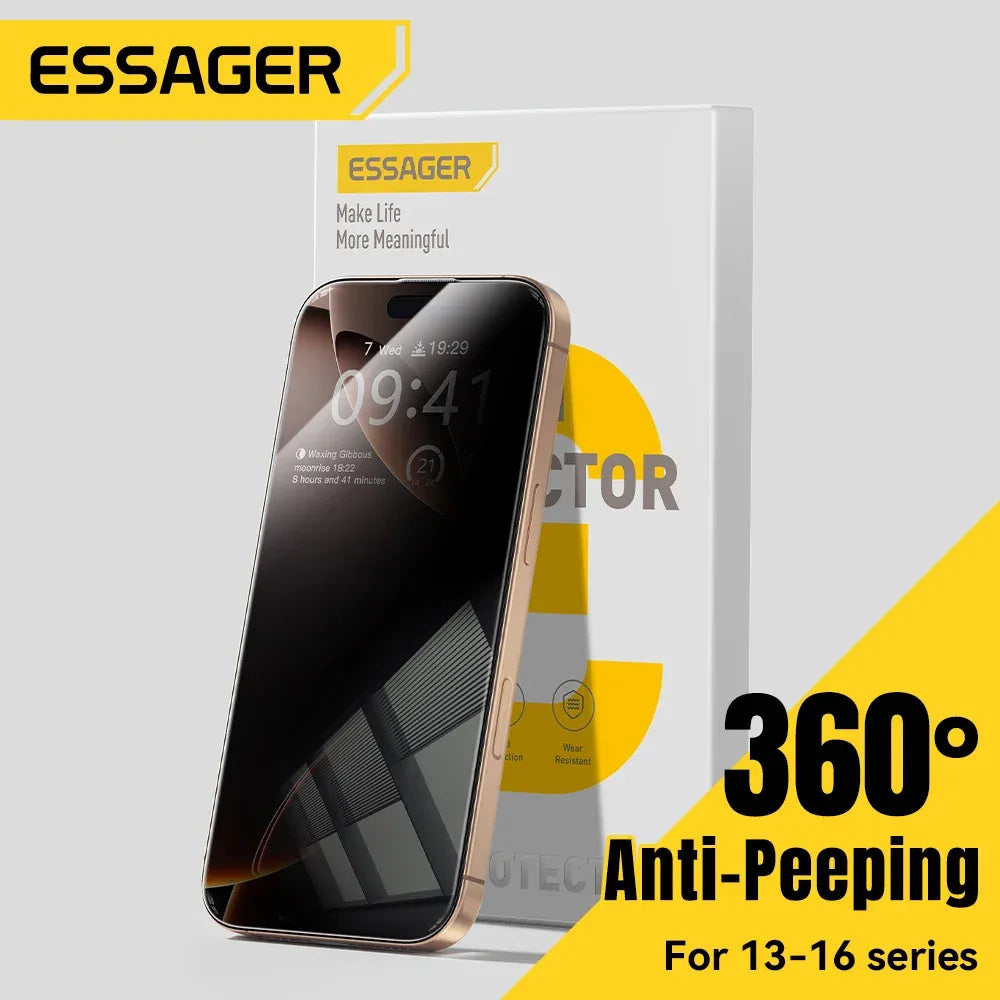 Essager 2Pcs Anti-Peeping Glass for iPhone 16, 15, 14, and 13 Pro Max Plus - ShopHub