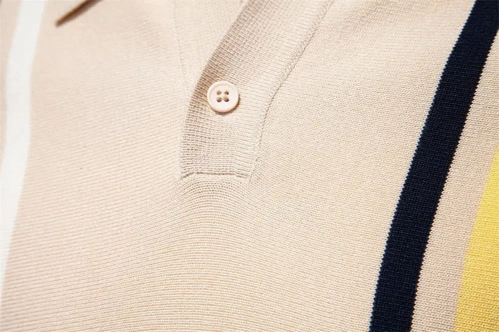 AIOPSON Men's Breathable Striped Polo Shirts - ShopHub