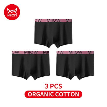 MiiOW Men's Cotton Underwear - 3Pcs Antibacterial Boxers