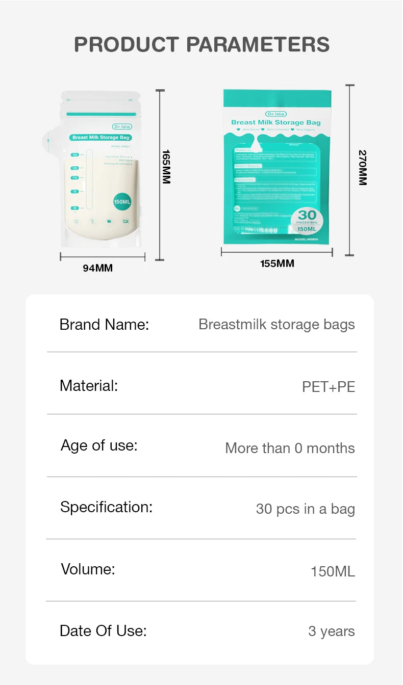 MAMIJOY Breast Milk Storage Bags – 30 Pack