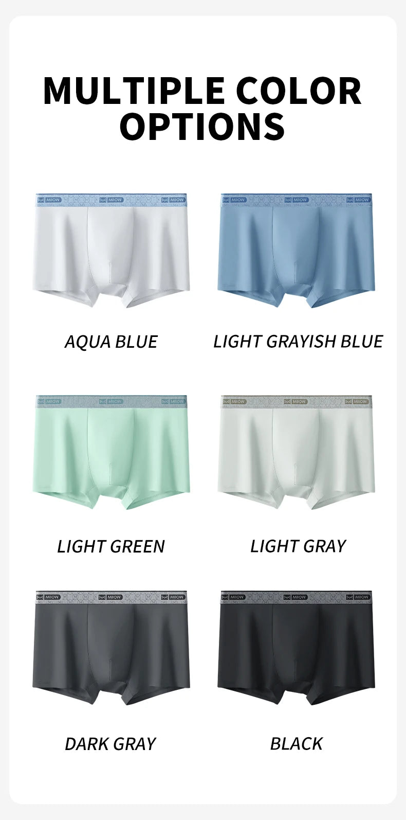 MiiOW Ice Silk Men's Underwear 4Pcs Boxer Trunks