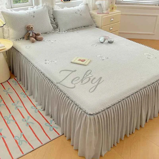 New Cool Touch Summer Mattress Cover Soft Easy Care Bed Skirt Secure Hold Mattress Protector Washable Durable Fabric Coverlets