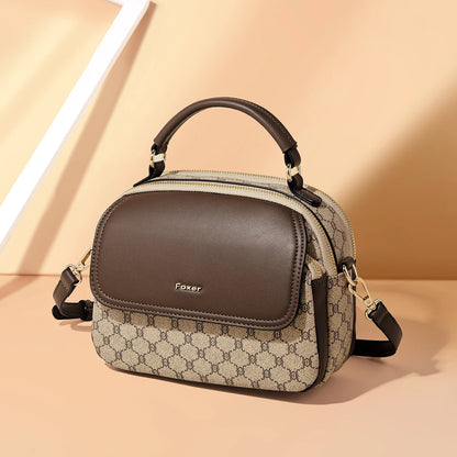 FOXER Lady's Shoulder Bag PVC Leather Casual Handbag Vintage Female Crossbody Bag Fashion Commute Boston Bag