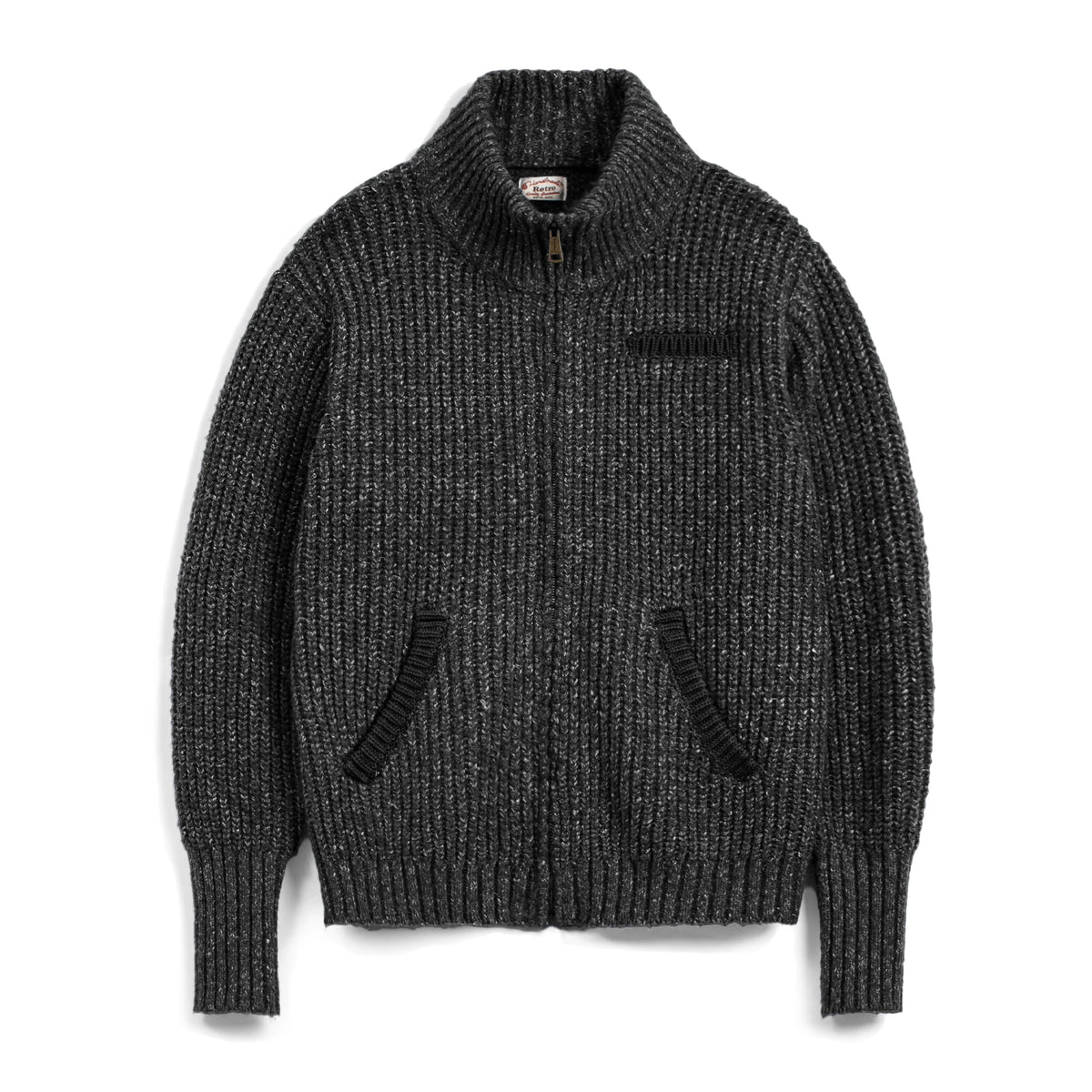 MADEN Heavyweight Mock-Neck Zip Cardigan
