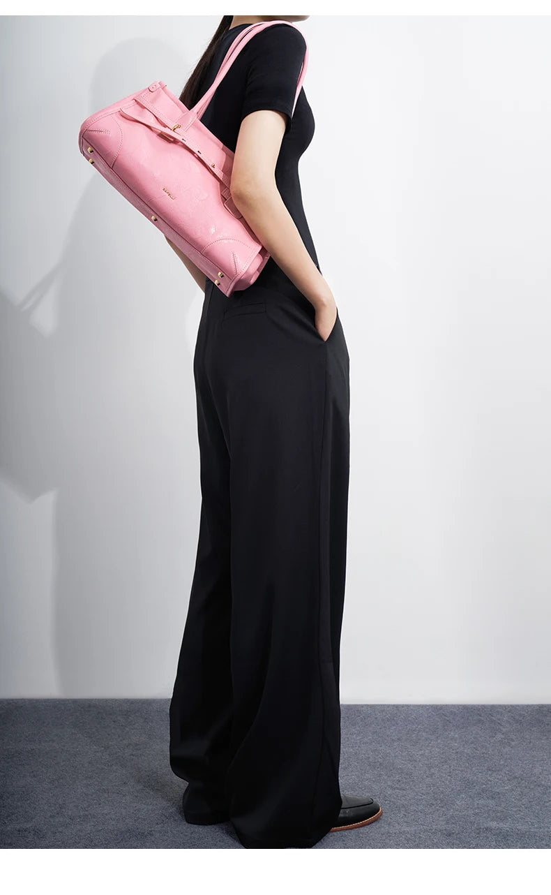BAFELLI Pink Saffiano Leather Crossbody Bag