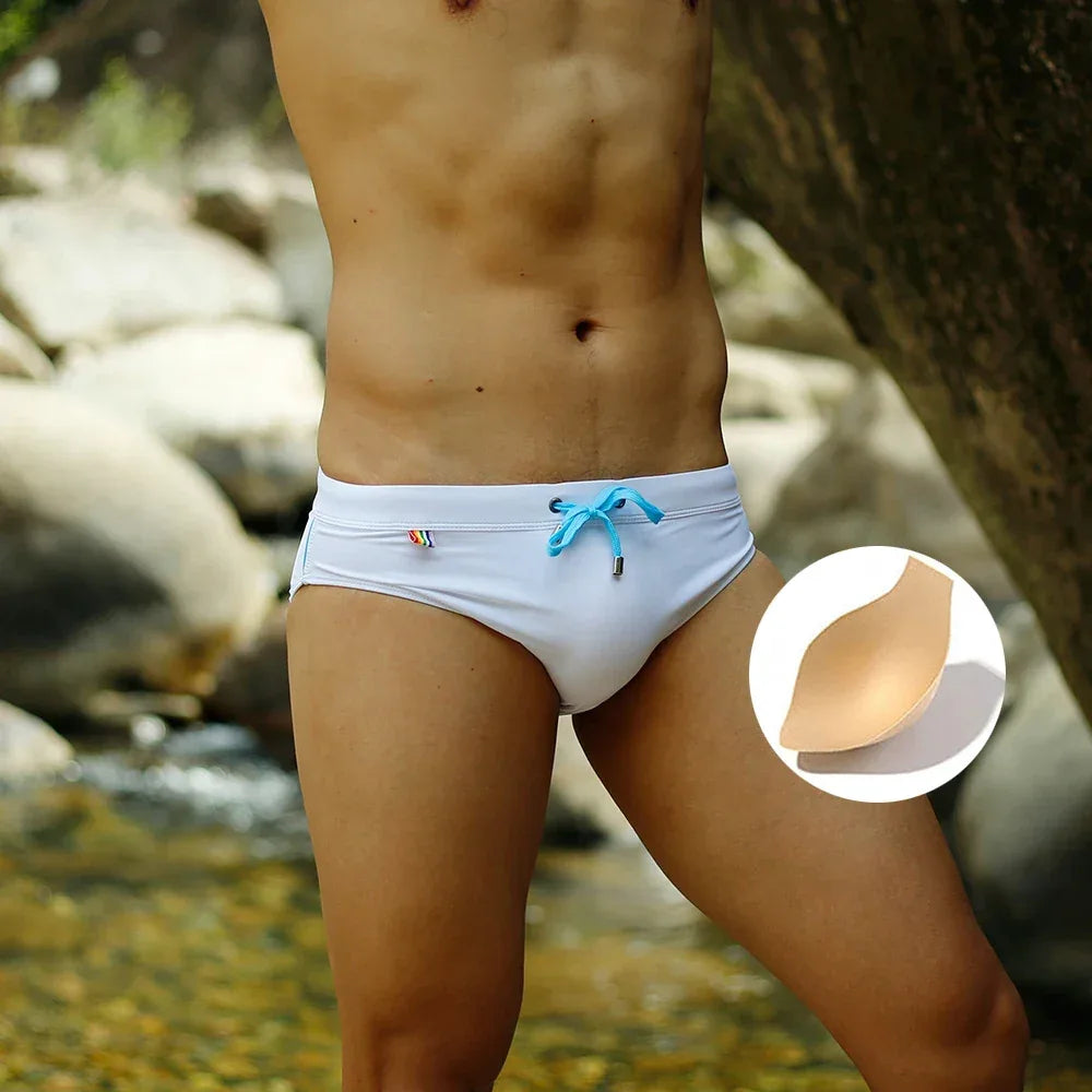 UXH Men's Swimsuit Push-Up Rainbow Briefs - ShopHub