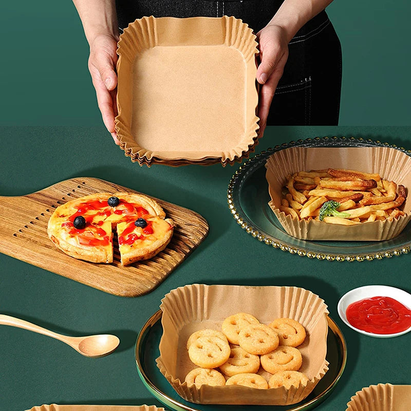 Disposable Square Air Fryer Molds, 20cm & 23cm