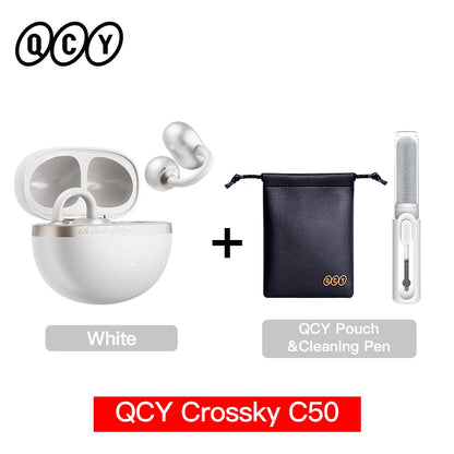 QCY CT06 Open Ear Wireless Earbuds with 4-Mic Calls and Bass Boost - Bluetooth 6.0 Clip-On Sports Headphones with 35 Hours Playtime - ShopHub