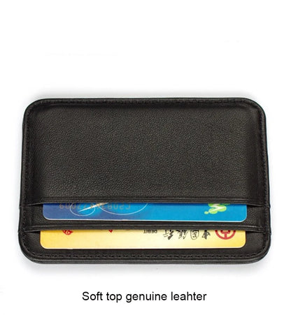 Genuine Leather Card Holder Slim Business Card ID Holder Credit Card Case Thin Small Wallet for Men Cardholder Sticker Black