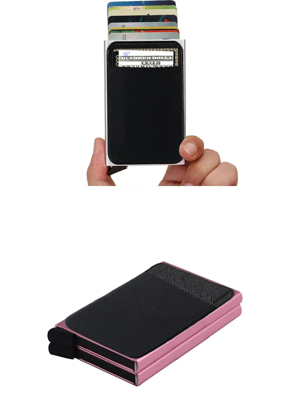 RFID Metal Wallet Double Card Case Pop Up Card Holder 12 Cards Automatic Aluminum Box Cardholder Smart Minimalist Walet for Men
