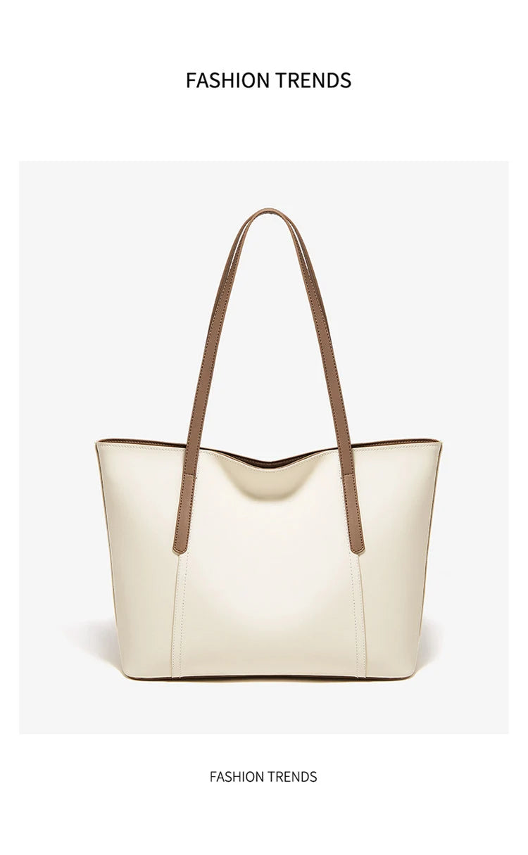 FOXER Lady's Shoulder Bag Split Leather Soft Fabric 2026 New Casual Large Capacity Women Tote Bag Commute Travel Bag All-match